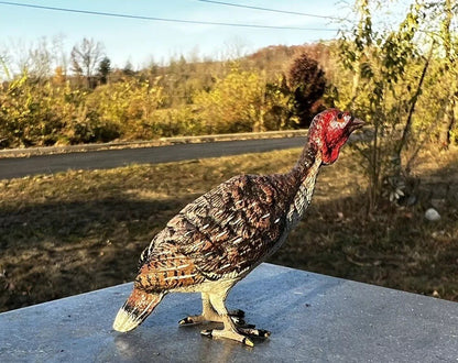 Great Detailed Antique Austrian Vienna Cold Painted Bronze Figure of Turkey3