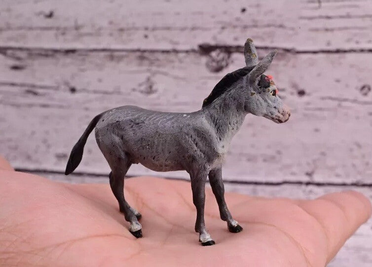 Antique Austrian Vienna Cold Painted Bronze Figure of Donkey with Red Eyepatch9