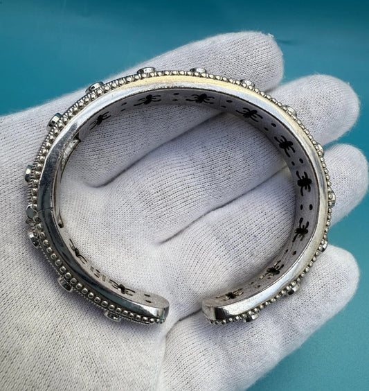Amazing Vintage Judith Ripka Sterling Silver Hinged Cuff Bracelet 1