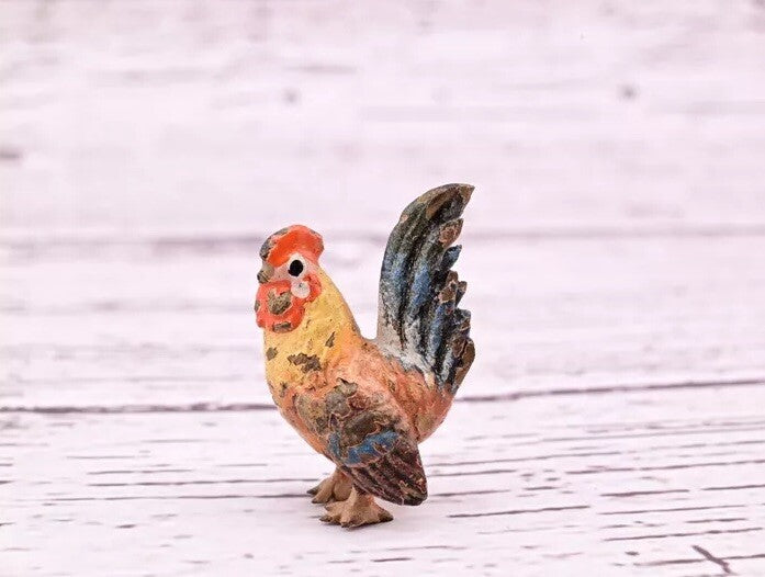 Original & Beautiful Antique Austrian Vienna Cold Painted Bronze of Tiny Rooster7