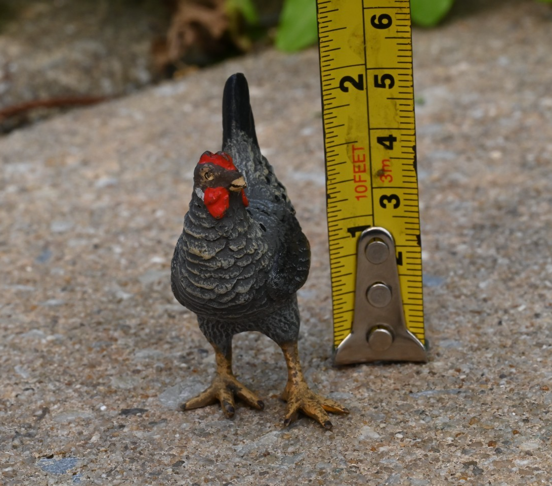 Lovely Antique Austrian Vienna Cold Painted Bronze Figure of Gray Hen / Chicken6