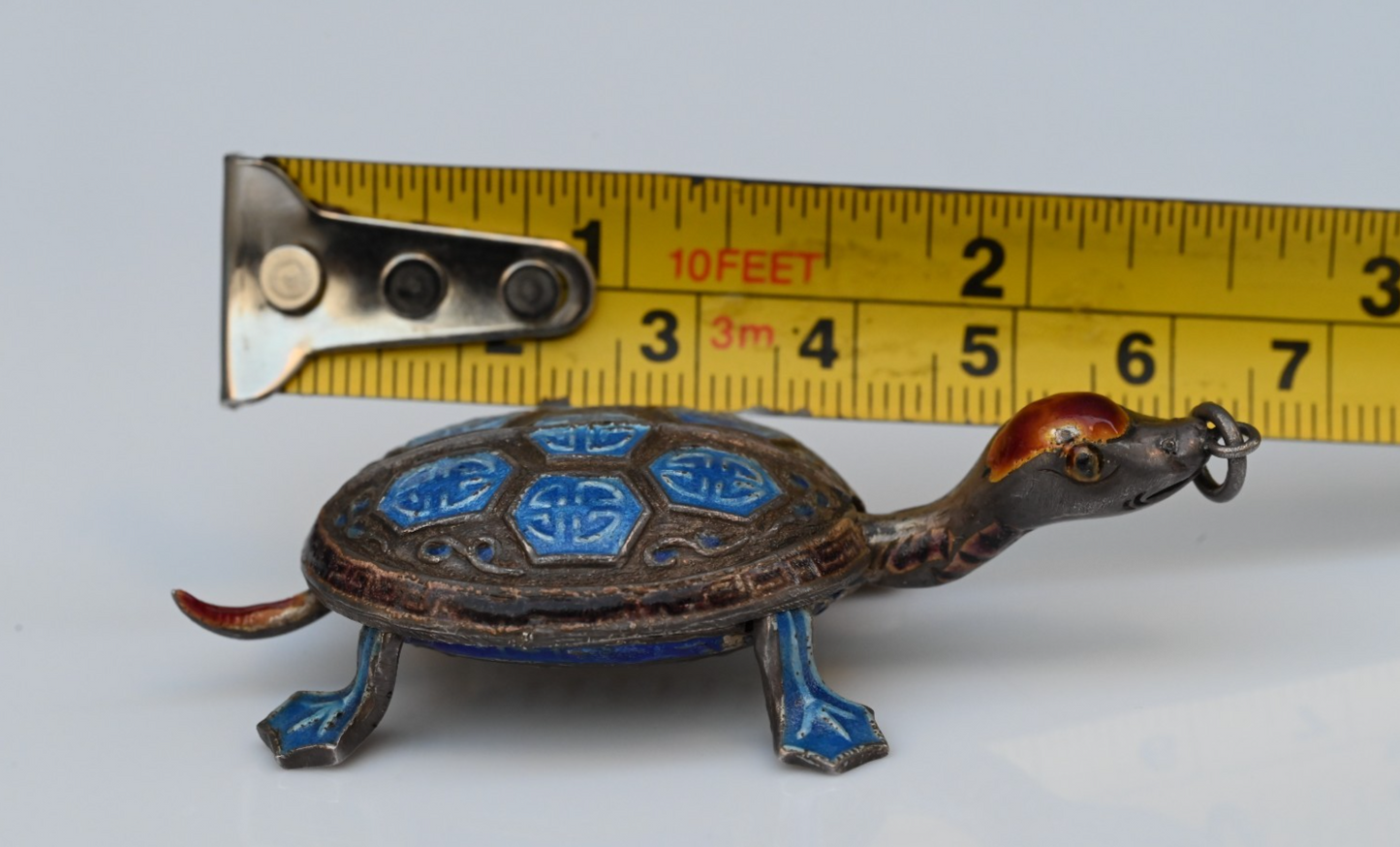 Chinese Export Sterling Silver Enamel Articulated Turtle Necklace Pendant6