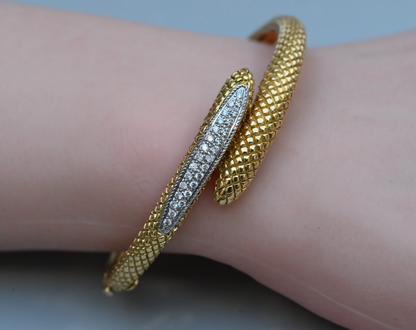 Stunning 18K Gold & Natural Diamonds Snake Bracelet Designer Andrea Candela CJI2