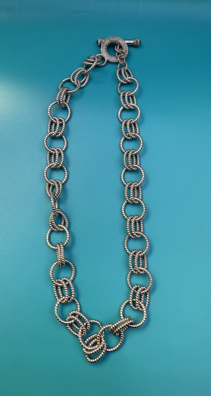 Genine Judith Ripka Sterling Silver Textured Rolo Link Chain Necklace0