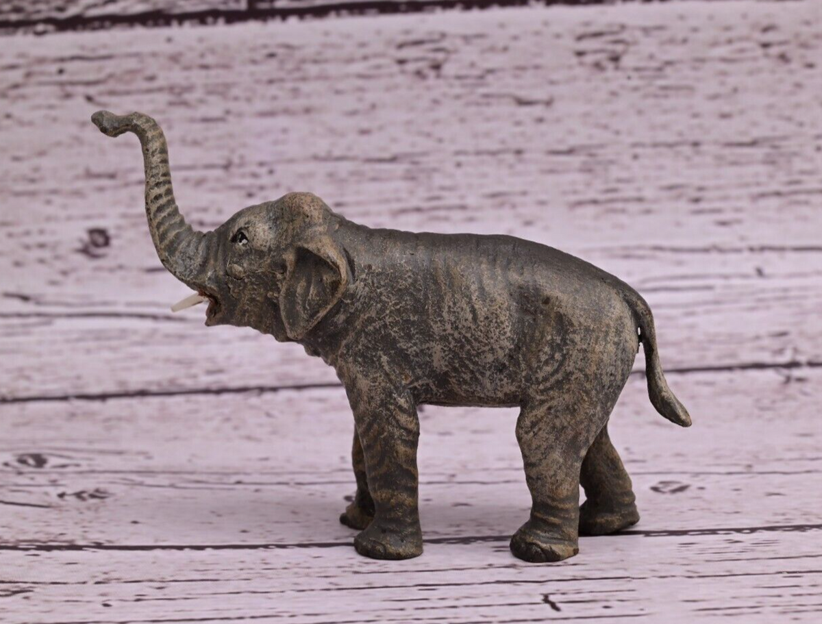 Detailed Old Antique Austrian Vienna Cold Painted Bronze Figure of Elephant6