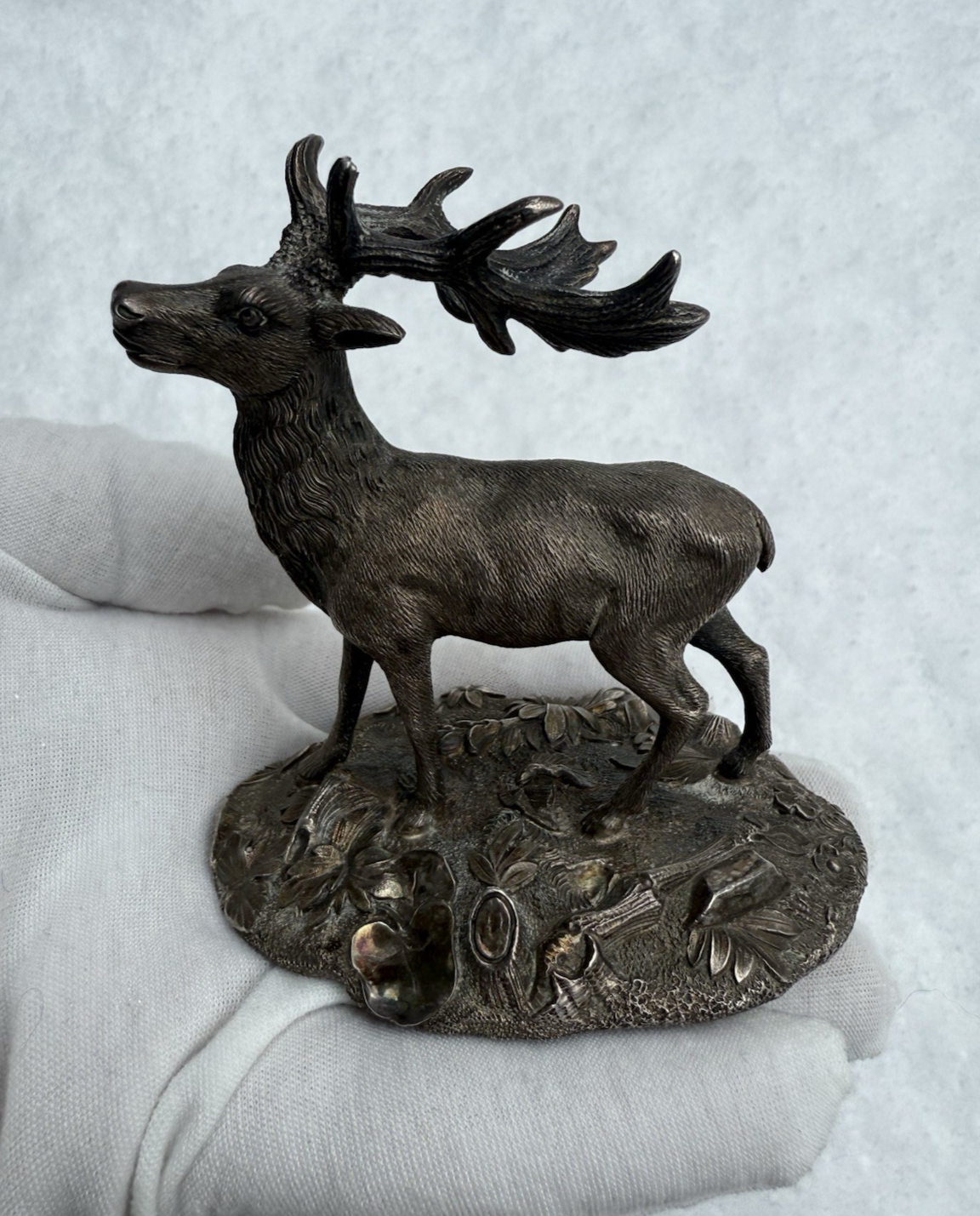 Fantastic Antique Life-Like Solid Sterling Silver Figure of Buck / Male Deer2