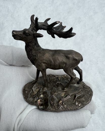 Fantastic Antique Life-Like Solid Sterling Silver Figure of Buck / Male Deer2