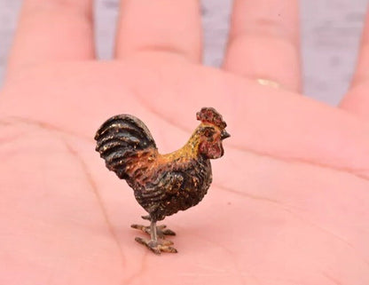 Signed Antique Austrian Vienna Cold Painted Bronze of Little Rooster1