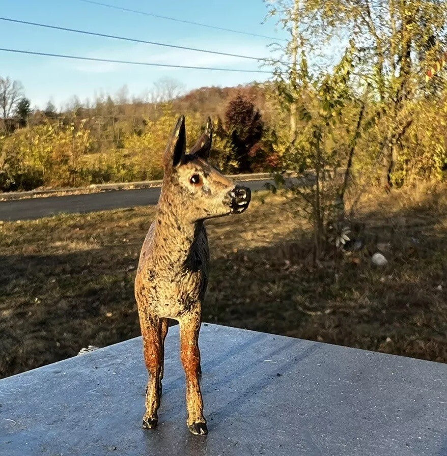 Antique Austrian Vienna Cold Painted Bronze Figure of Doe Deer2