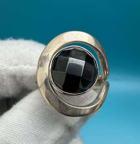 Gorgeous Vintage Dominique Dinouart 925 Sterling Silver Hematite Ring0