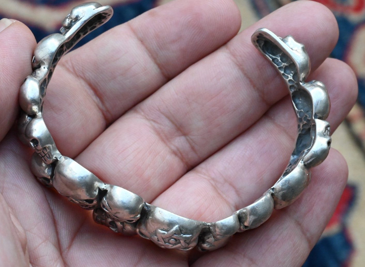 Fantastic Sterling Silver Cuff Bracelet with Skull Design2