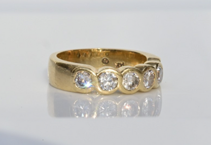 Vintage Half Eternity Round Brilliant Bezel Set 6 Natural Diamond Ring in 14k YG2