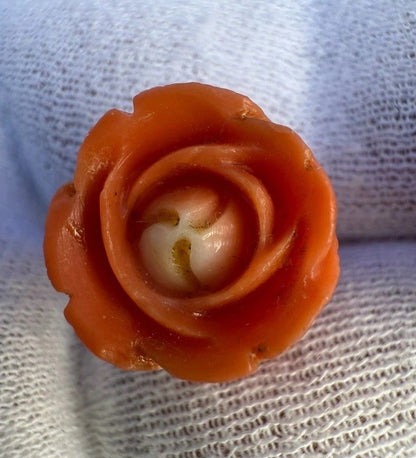 Gorgeous Antique 1900s Natural Carved Floral Motif Coral & 14k Gold Earrings1