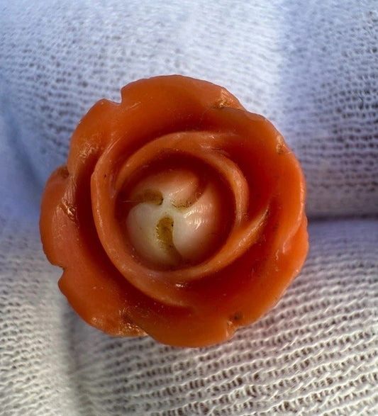 Gorgeous Antique 1900s Natural Carved Floral Motif Coral & 14k Gold Earrings1
