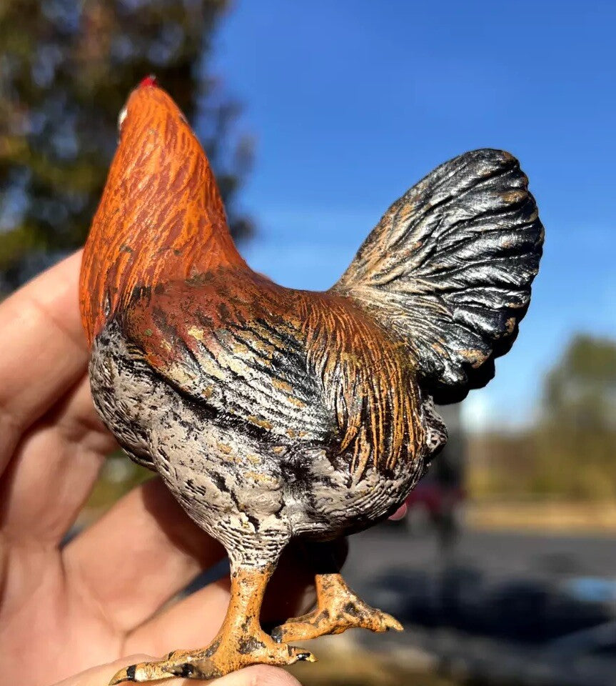 Large Antique Austrian Vienna Cold Painted Bronze Figure of Farm Hen Chicken7