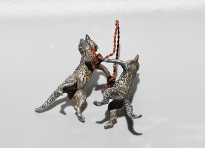 Lovely Austrian Vienna Cold Painted Bronze Figure of Two Cats Playing w/ Rope5
