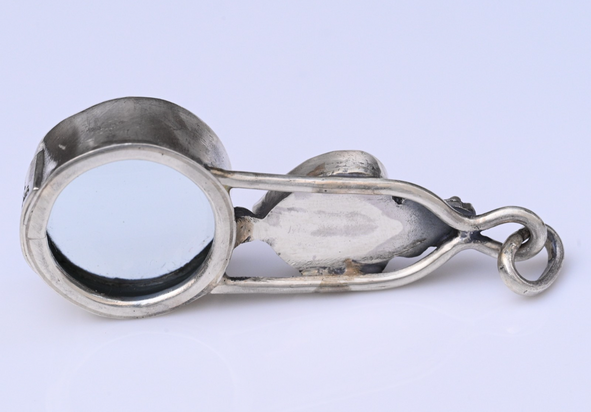 Signed MS Sterling Silver Southwest Jewelers Loupe W/ Inlay Rainbow Heart3