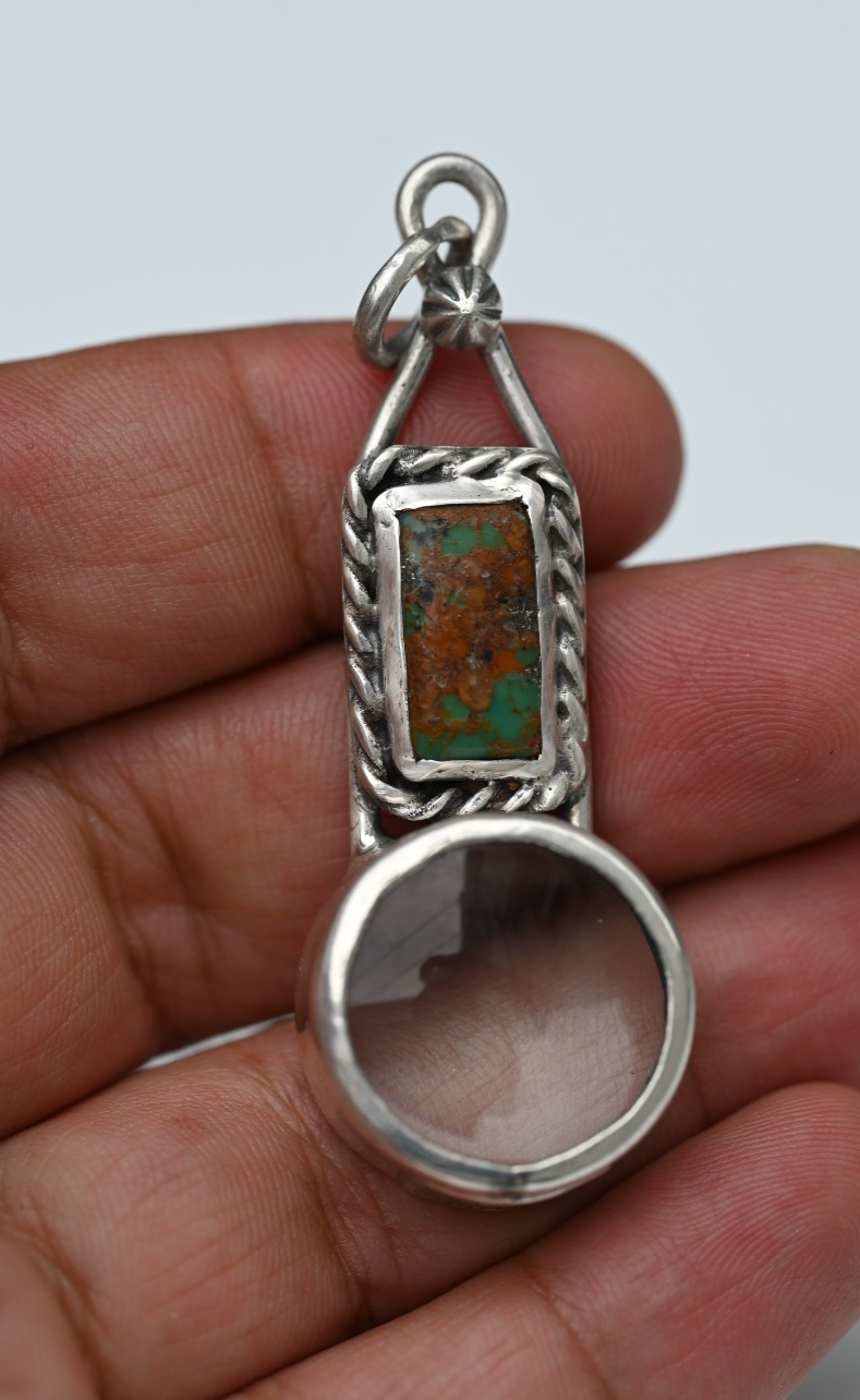 Sterling Silver Southwestern Jewelers Loupe with Turquoise Gemstone0