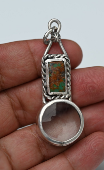 Sterling Silver Southwestern Jewelers Loupe with Turquoise Gemstone0