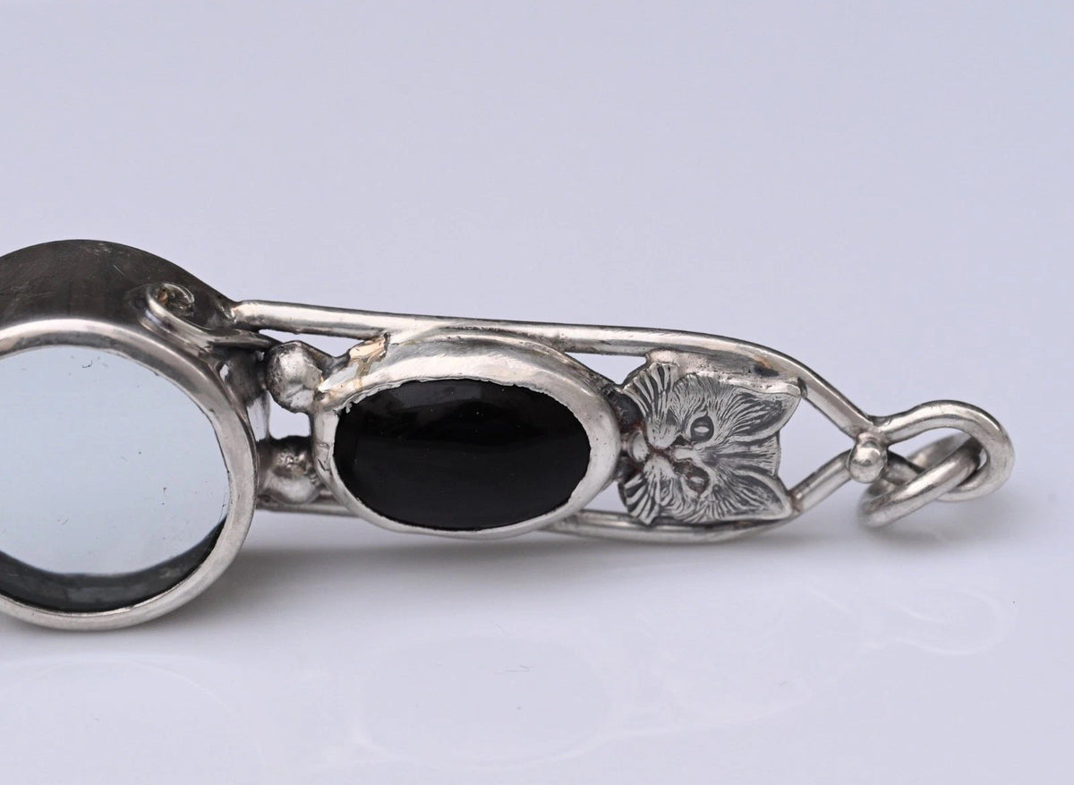 Signed MS Sterling Silver Southwest Jewelers Loupe W/ Super Cute Cat / Kitten4