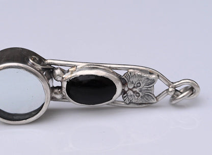 Signed MS Sterling Silver Southwest Jewelers Loupe W/ Super Cute Cat / Kitten4