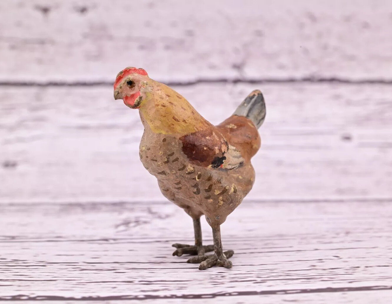 Attractive Antique Austrian Vienna Cold Painted Bronze Figure of Brown Hen11