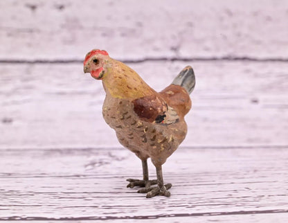 Attractive Antique Austrian Vienna Cold Painted Bronze Figure of Brown Hen11