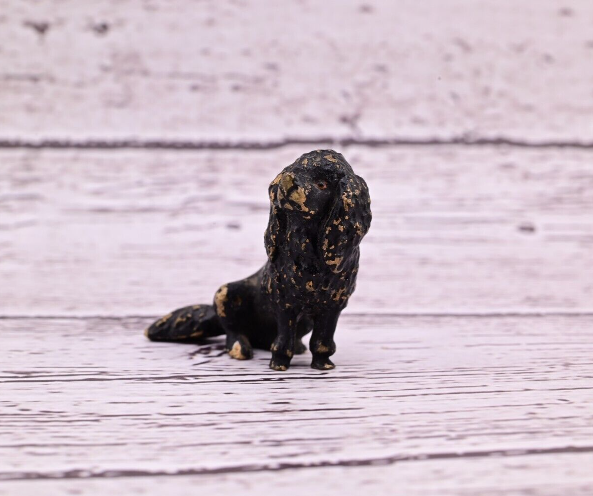 Antique Austrian Vienna Cold Painted Bronze Figure of Small Black Poodle2