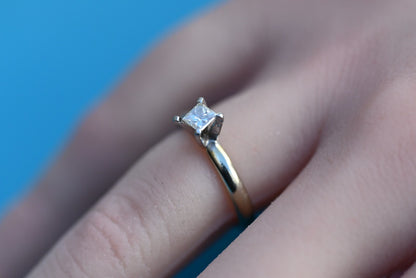 14K White Gold & Platinum  Princess Cut Diamond Solitaire Ring by Gordons0