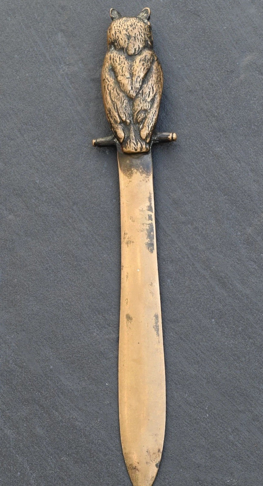 Antique 1900s Solid Bronze Owl Letter Opener Possibly Austrian or German4