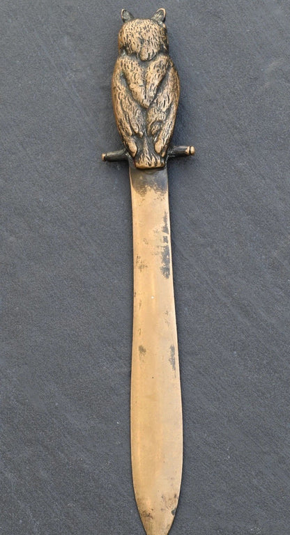 Antique 1900s Solid Bronze Owl Letter Opener Possibly Austrian or German4