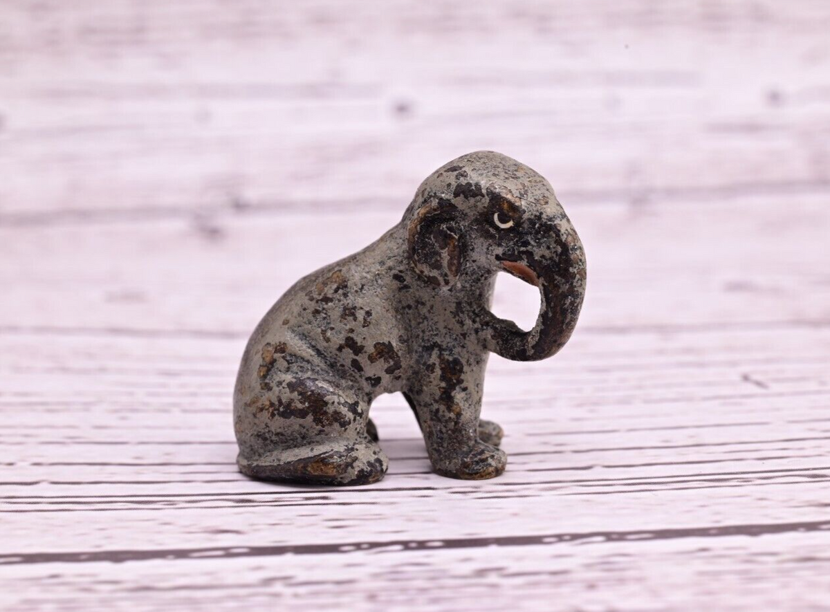 Antique Austrian Vienna Cold Painted Bronze Figure of Miniature Baby Elephant0