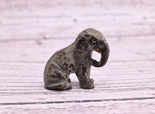 Antique Austrian Vienna Cold Painted Bronze Figure of Miniature Baby Elephant0