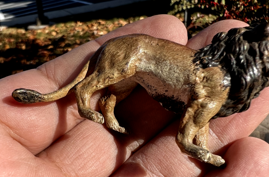 Antique Austrian Vienna Cold Painted Bronze Figure of Standing Lion10