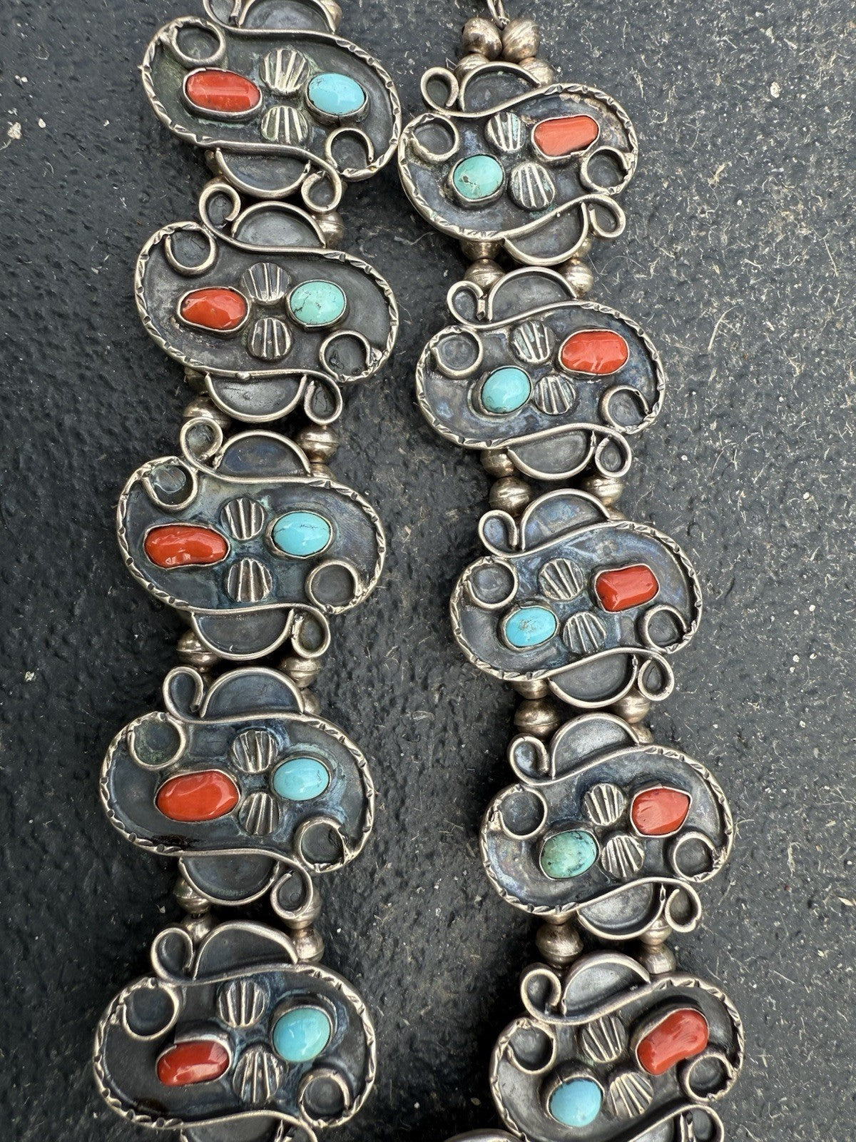 Huge Native American / Southwestern Sterling Silver Squash Blossom Necklace 304g7