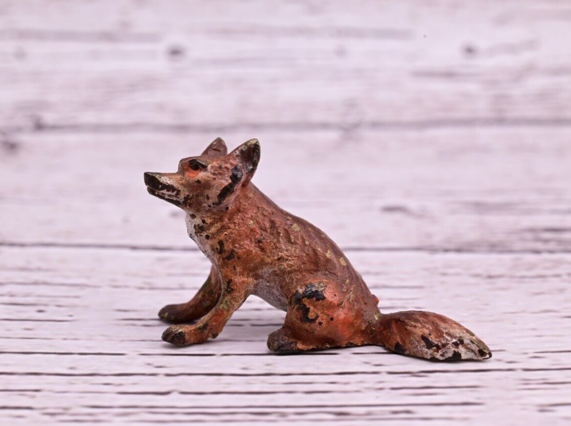 Life-Like Old Antique Austrian Vienna Bronze Figure of Sitting Fox0