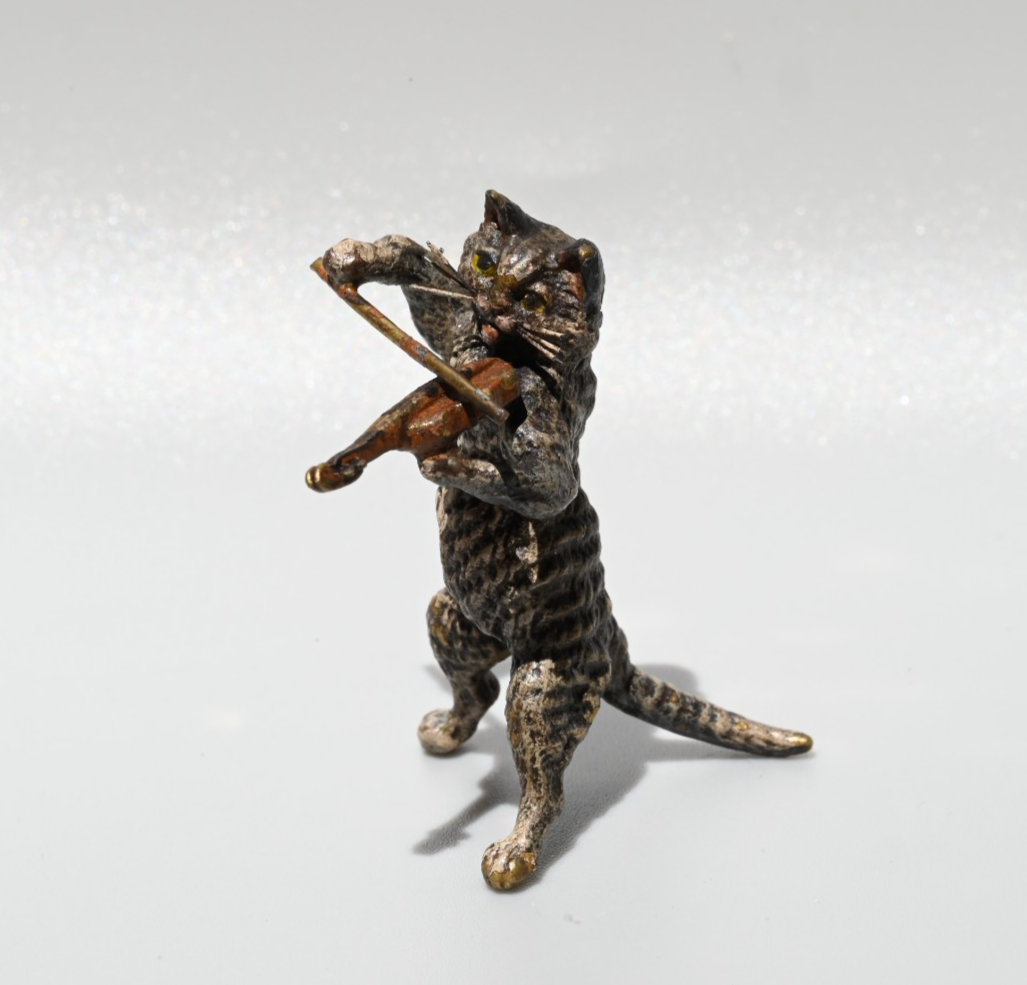 Rare Antique Franz Bergmann Austrian Vienna Cold Painted Bronze Cat Orchestra13