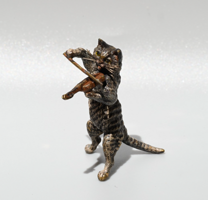 Rare Antique Franz Bergmann Austrian Vienna Cold Painted Bronze Cat Orchestra13