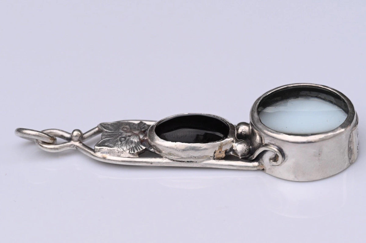 Signed MS Sterling Silver Southwest Jewelers Loupe W/ Super Cute Cat / Kitten3