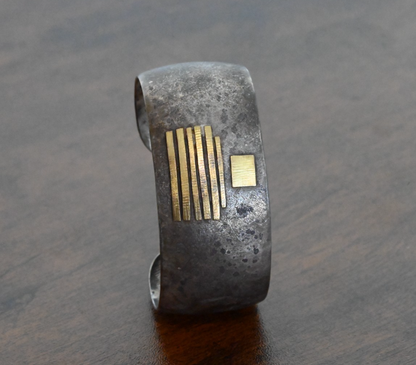 Lisa Ceccorulli .925 Sterling Silver & 22k Gold Modernist Cuff Bracelet *Signed*4