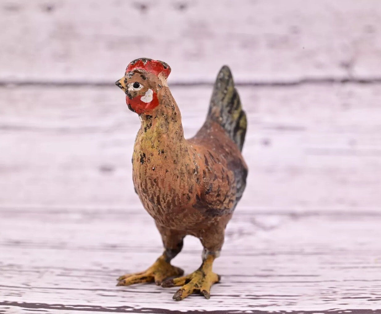 Lovely Antique Austrian Vienna Cold Painted Bronze Figure of Brown Hen Chicken13