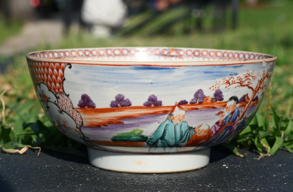 Authentic 18th C. Chinese Famille Rose "Mandarin" Palette Export Porcelain Bowl2