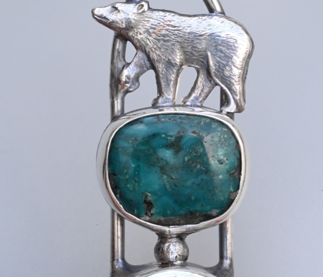Vintage Signed Sterling Silver & Southwest Style Jewelers Loupe with Bear2