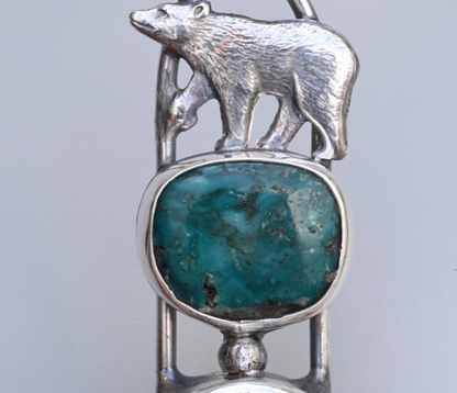 Vintage Signed Sterling Silver & Southwest Style Jewelers Loupe with Bear2