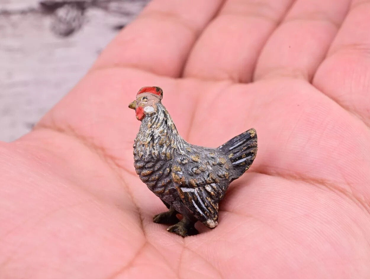 Super Nice Antique Austrian Vienna Cold Painted Bronze Figure of Gray Hen4