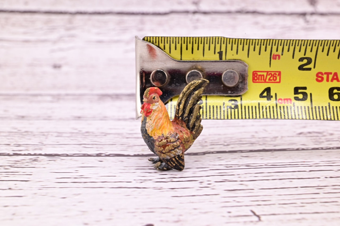 Amazing Antique Austrian Vienna Cold Painted Bronze Figure of Miniature Rooster6