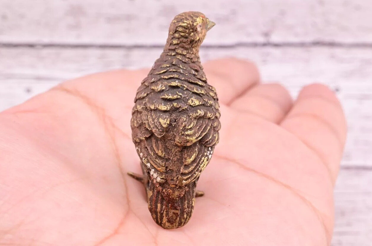 Original Early Antique Austrian Vienna Cold Painted Bronze of Partridge Bird5