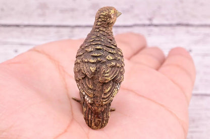 Original Early Antique Austrian Vienna Cold Painted Bronze of Partridge Bird5
