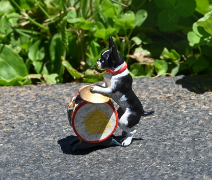 Fun Austrian Vienna Cold Painted Bronze Figure of Boston Terrier Playing Drums4