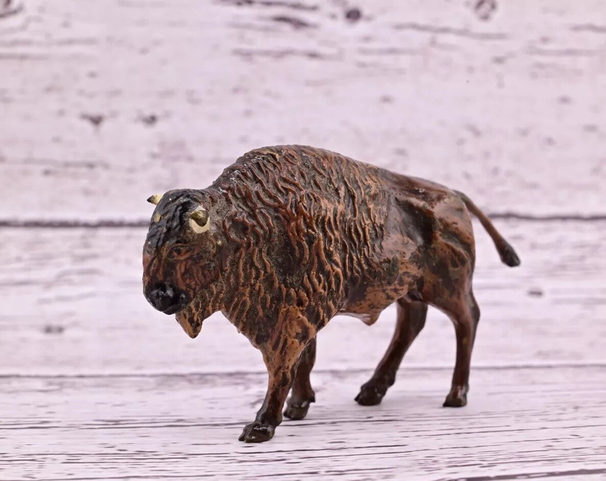 Amazing Antique Austrian Vienna Cold Painted Bronze Figure of American Bison0